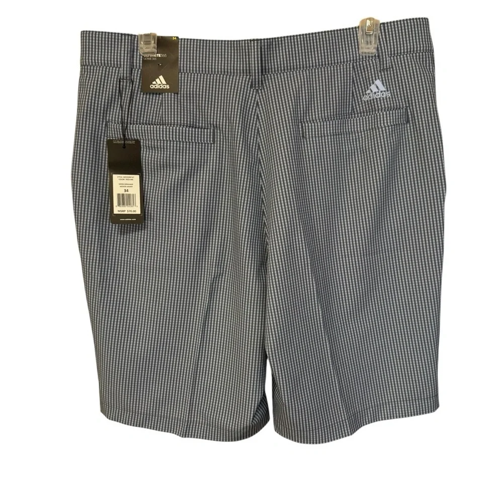 Adidas Men Blue Tech Ink Gingham Golf Shorts 34 Ultimate365 NWT Stretch